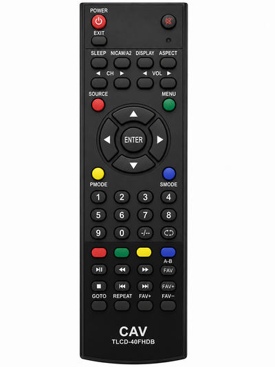 Telefunken TLCD-40FHDB TV remote control replacement, black, front view
