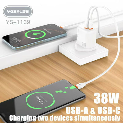YESPLUS YS-1139 USB+Type-C 38W Charger - iPhone