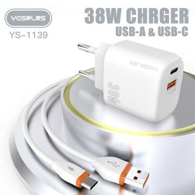 YESPLUS YS-1139 USB+Type-C 38W Charger - Type-C