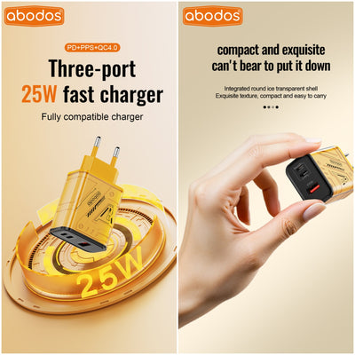 Abodos AS-CS316EU USB+PD*2 25W Charger - Type-C