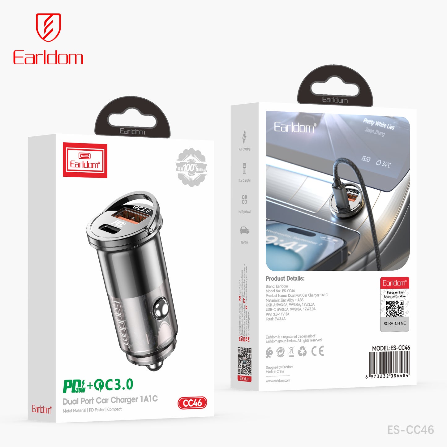 Earldom ES-CC46 PD+QC3.0 48W Car Charger