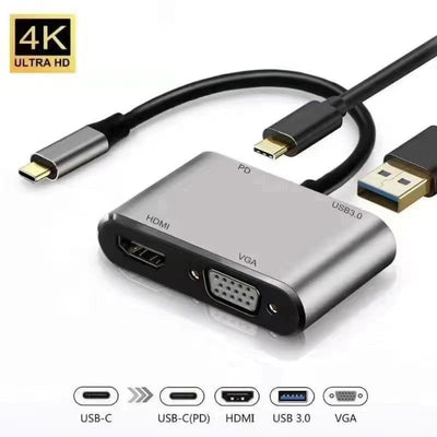 Type-C To PD+HDMI+VGA+USB HUB