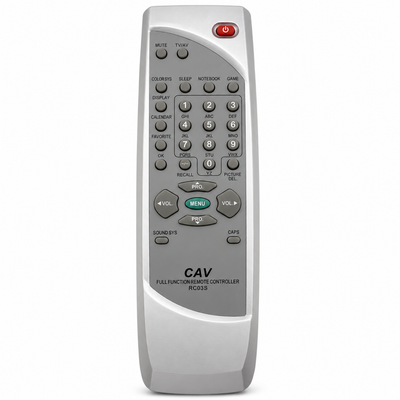 Sansui RC-03S universal TV remote control, black, front view