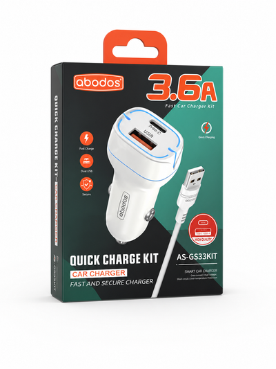 Abodos AS-GS33 USB+Type-C 3.6A Car Charger - iPhone