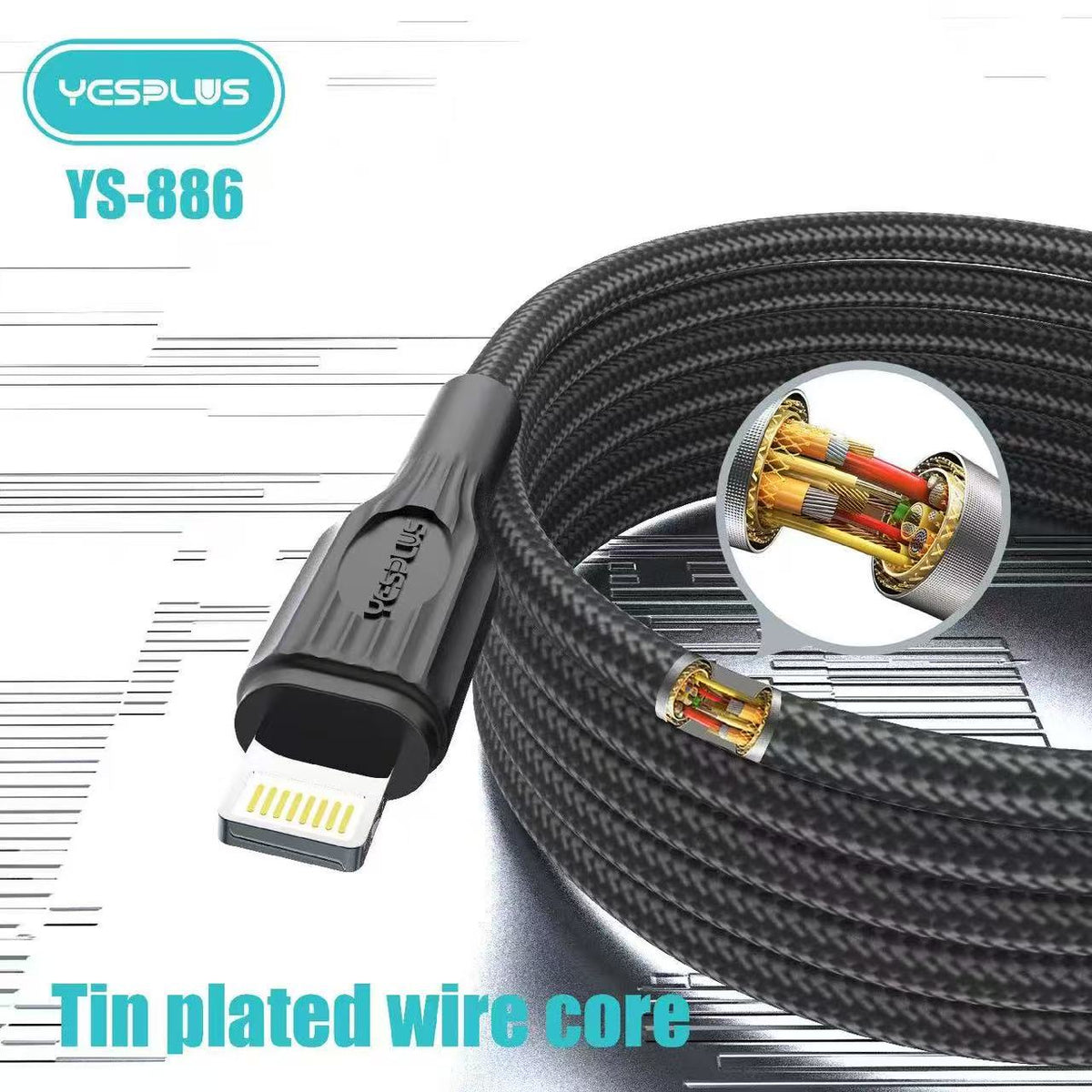 YESPLUS YS-886 Braided Lightning Cable