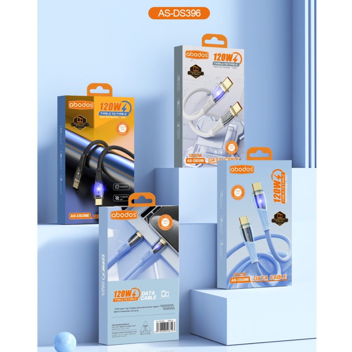 Abodos AS-DS396 120W Type-C ~ Type-C 1.2m Cable