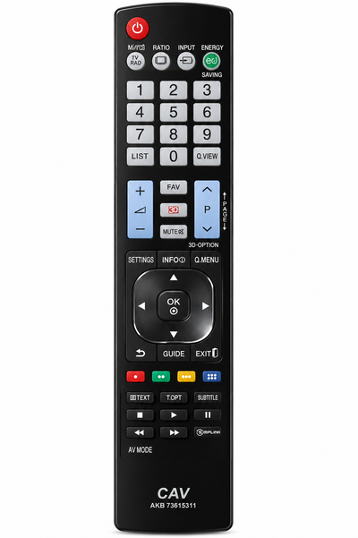 LG AKB-73615311 smart TV remote control, black, front view