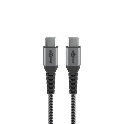 Goobay USB-C to USB-C Textile 2m Cable with Metal Plugs - Space Grey/Silver
