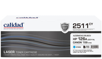 Calidad 2511-CY Cyan Toner alternative for HP 126A Cyan (CE311A); CANON CART 329C, CART 729C