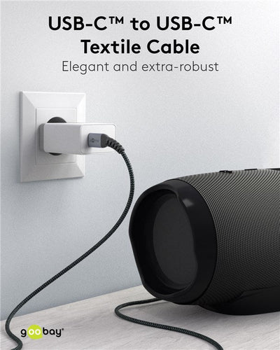 Goobay USB C To USB C Textile 2M Cable With Metal Plugs Space Grey Silver - additional view
