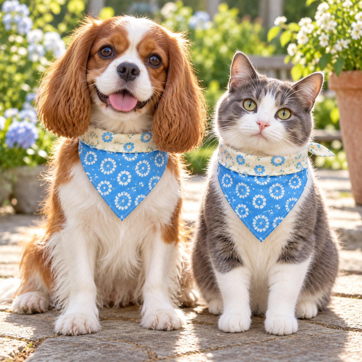 Double-Layer Pet Bandana - Blue