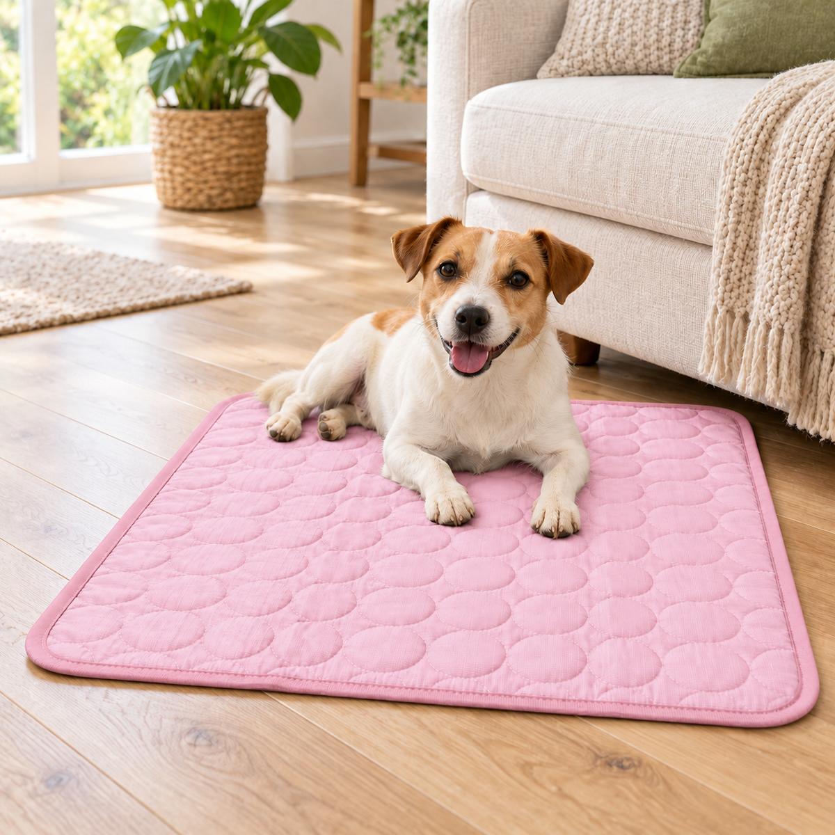 Ice-Silk Cooling Mat for Dogs & Cats – Medium 60 × 50 cm - Pink