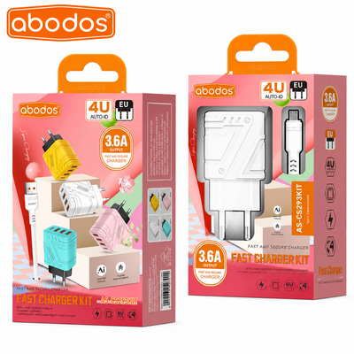 Abodos AS-CS293KIT 3.6A 3USB+1Type-C Charger - Type-C
