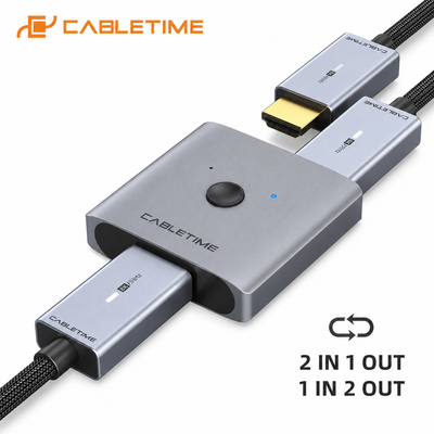CableTime CP30G 4K 60Hz HDMI 2.0 Switch 2 Out - Grey
