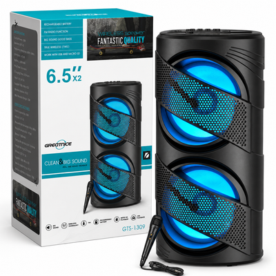 GTS-1309 Bluetooth 6.5"x2 Speaker W/Microphone