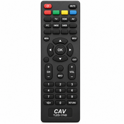 Telefunken TLED-17HD TV remote control replacement, black, front view