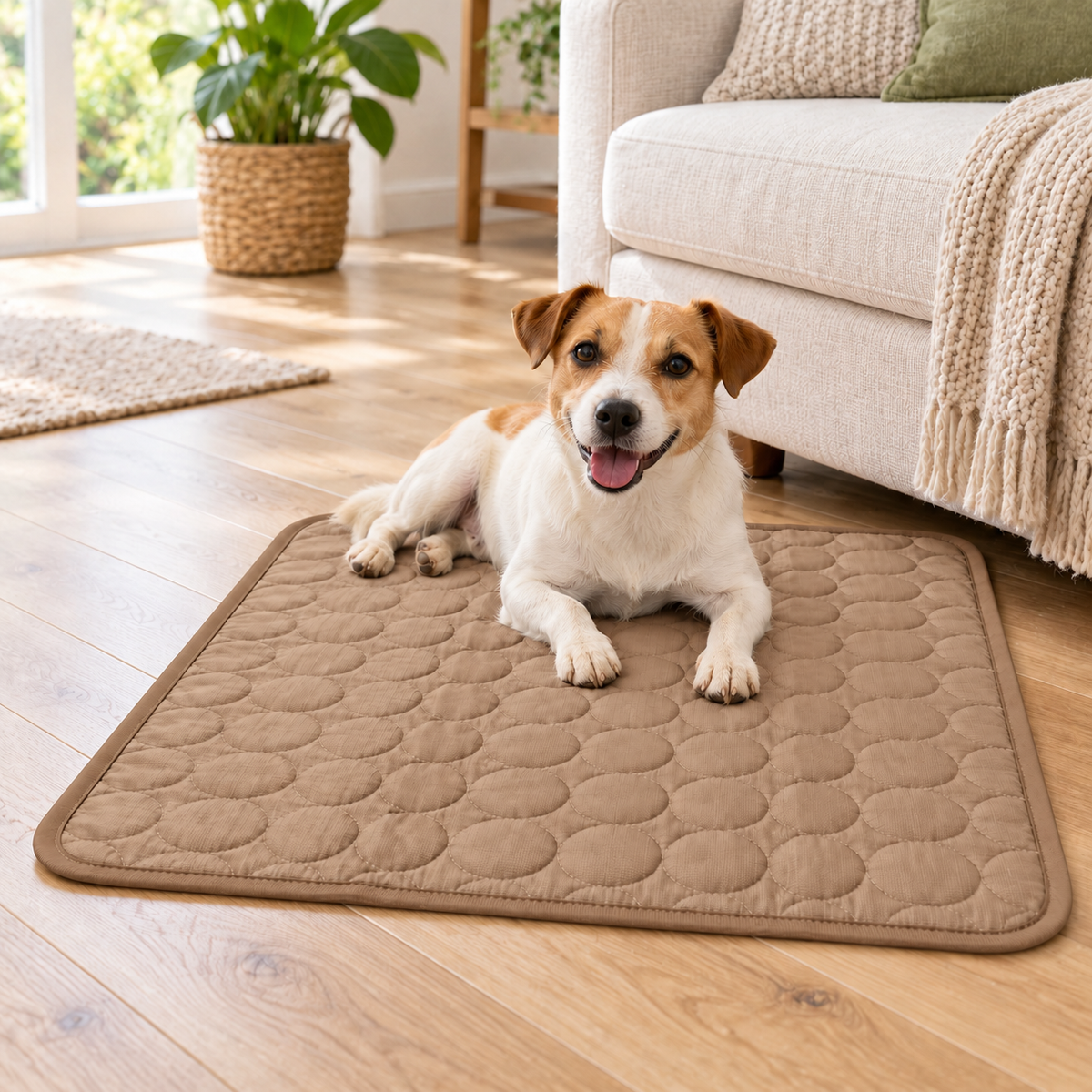 Ice-Silk Cooling Mat for Dogs & Cats – Medium 60 × 50 cm - Brown