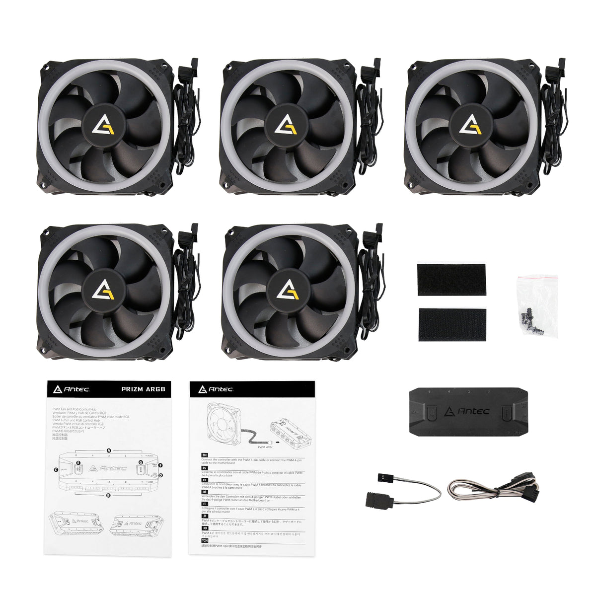Antec Prizm 120 ARGB Case Fan 5 Pack + Controller - Black