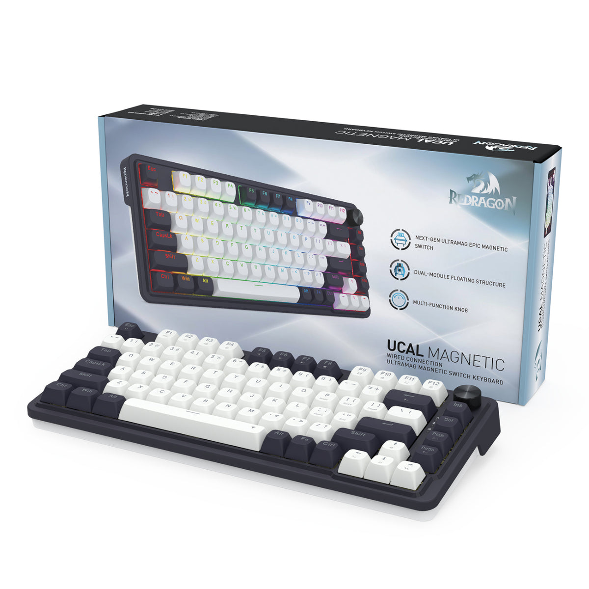 Redragon K673 UCAL 75% Magnetic Ultramag Switch Wired Keyboard - Black