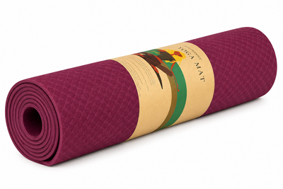 Textured Yoga & Exercise Mat – Non-Slip Fitness Mat (8mm) - Maroon