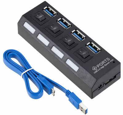 4 Ports 3.0 USB HUB W/Switch