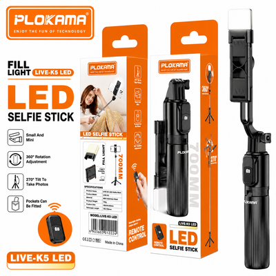 Plokama LIVE-K5 LED 70cm Selfie Stick
