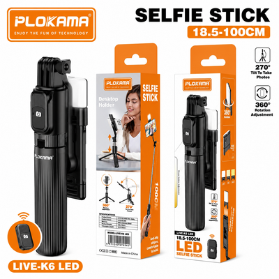 Plokama LIVE-K6 LED 100cm Selfie Stick