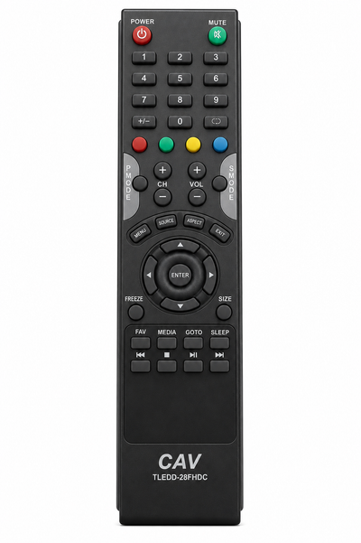 Telefunken TLEDD-28FHDC TV remote control replacement, black, front view