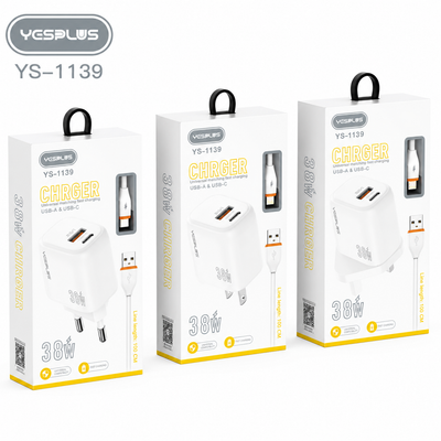 YESPLUS YS-1139 USB+Type-C 38W Charger - Micro