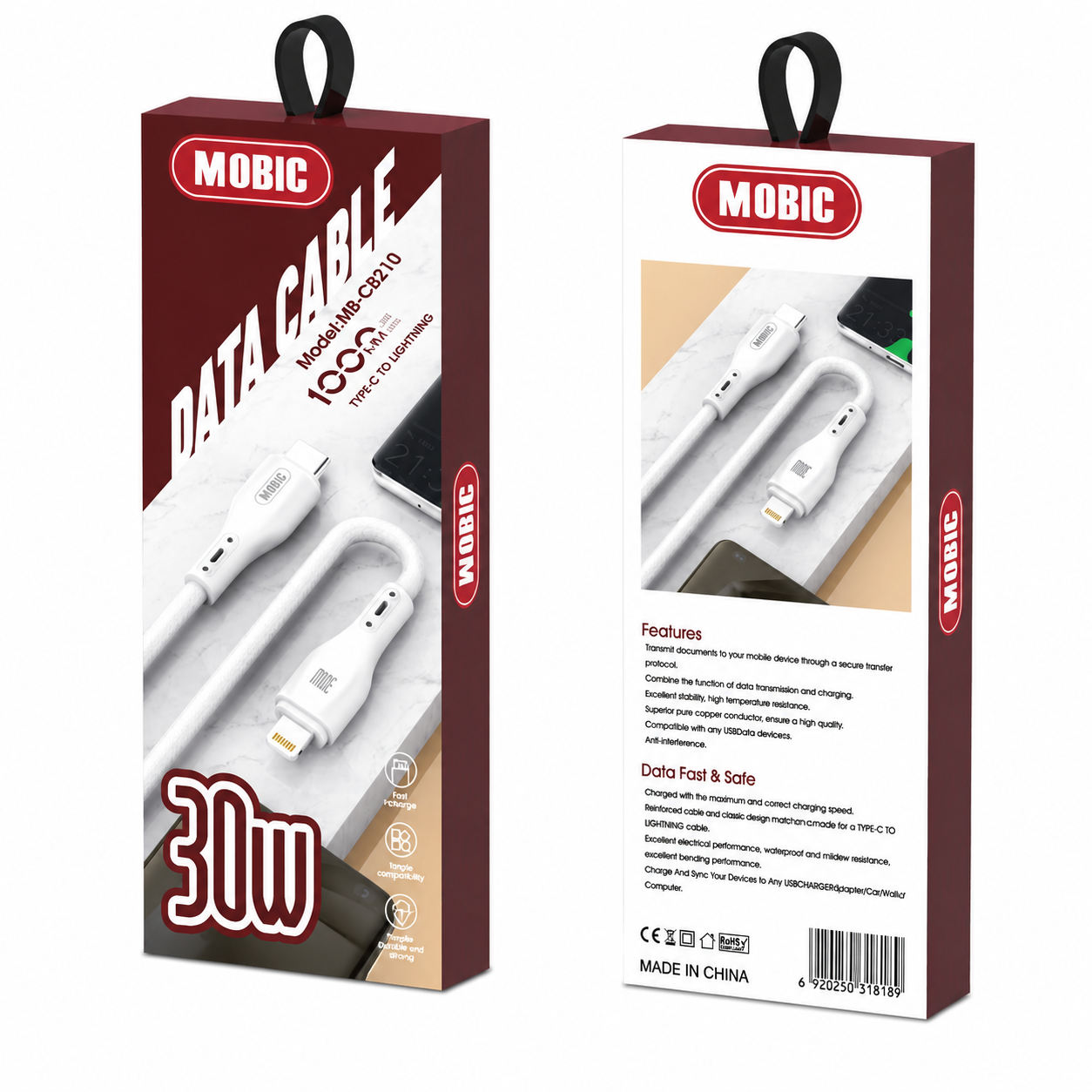 Mobic CB-210 30W Type-C~iPhone Cable