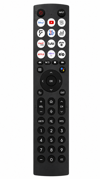 Hisense ERF2M36F TV remote control replacement, black, front view