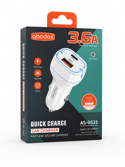 Abodos AS-GS33 USB+Type-C 3.6A Car Charger