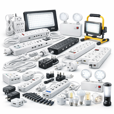 Electrical Supplies – Power Adapters, Plugs, Extension Leads & Lighting