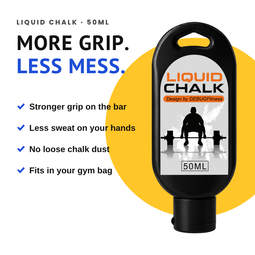 Liquid Chalk 50ml – more grip, less mess: stronger grip, less sweat, no loose chalk dust, fits in your gym bag