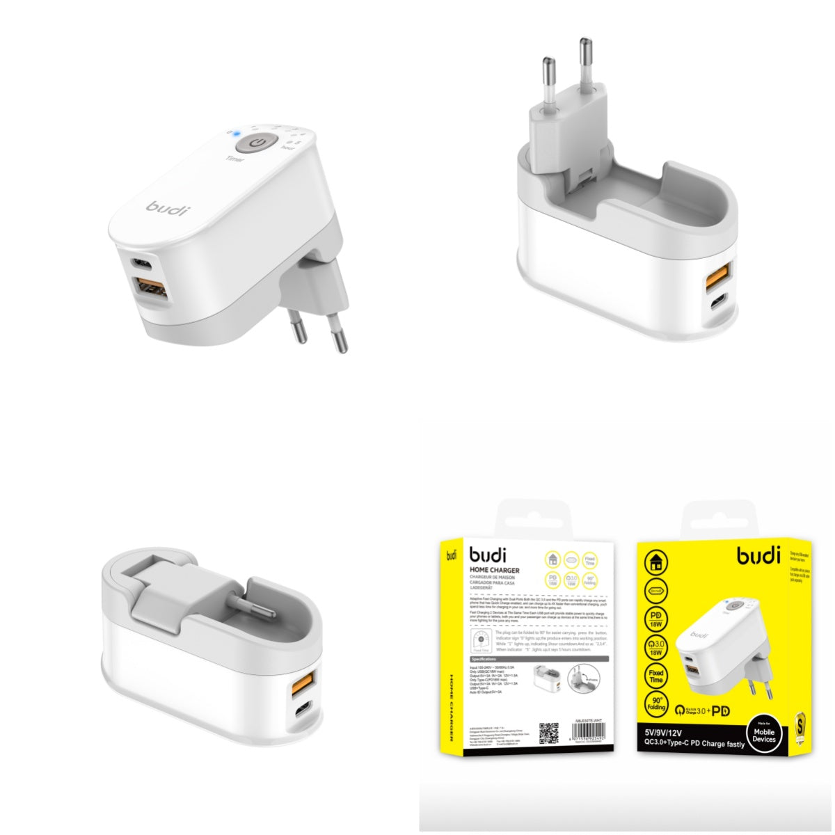 Budi M8J030TE QC3+PD 18W Charger