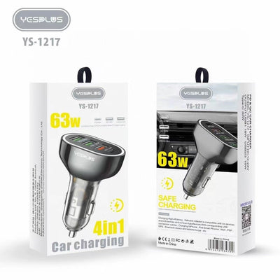 YESPLUS YS-1217 QC+USB+PD 63W Car Charger