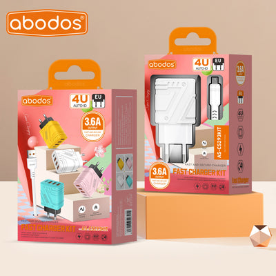 Abodos AS-CS293KIT 3USB+1Type-C Charger - Micro