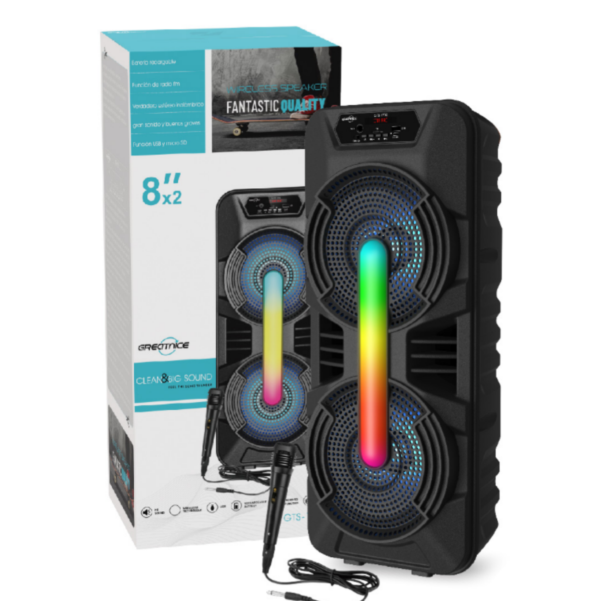 GTS-1702 Bluetooth 2*8" Speaker W/Mic+Remote