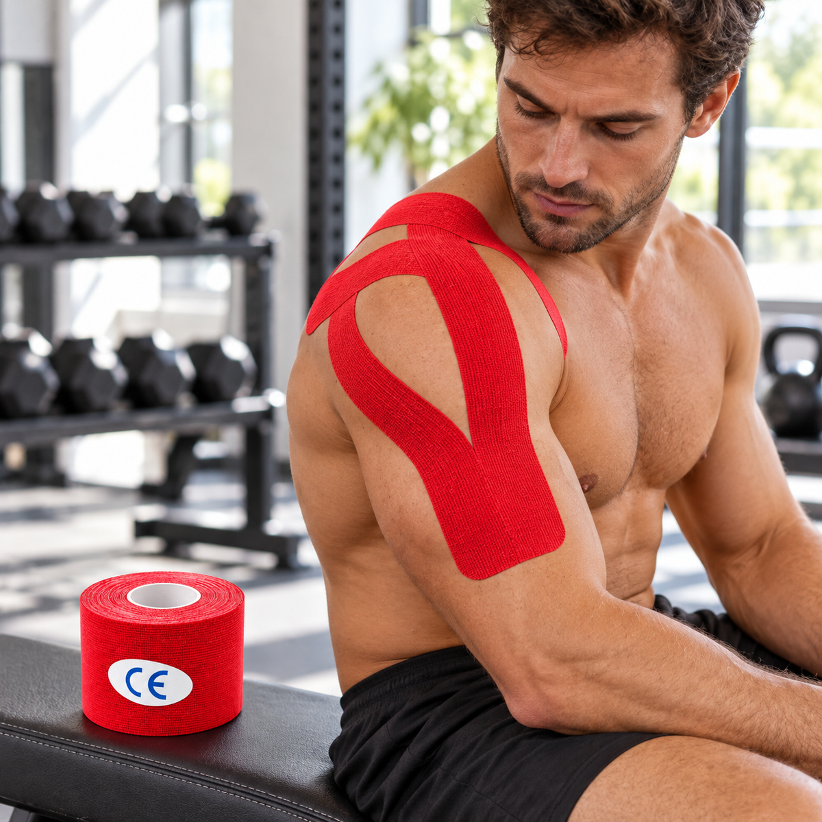 Kinesiology Tape – Elastic Sports & Muscle Support Tape (5cm*5cm) - Red