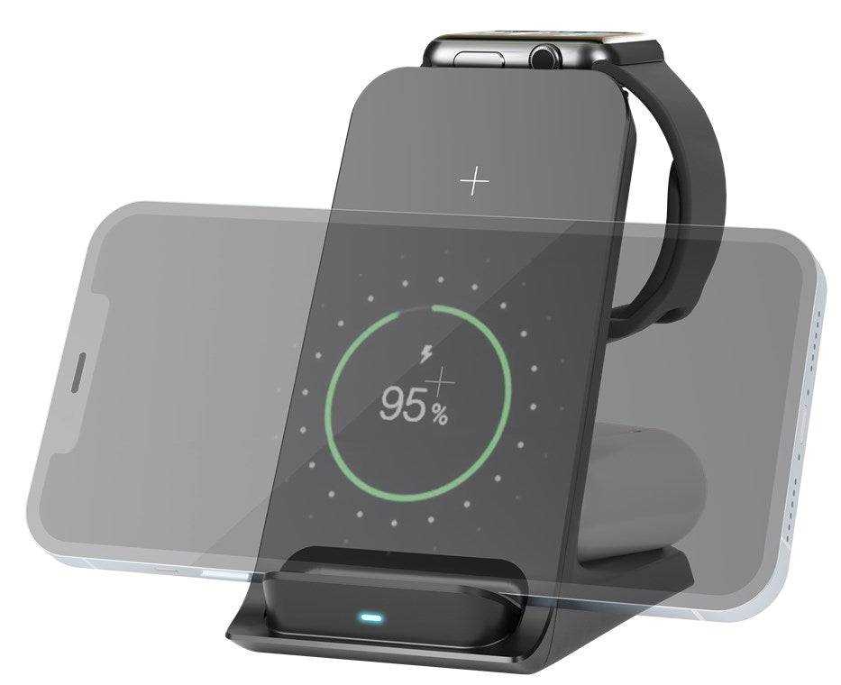 Goobay 3 In 1 Wireless Qi Charger Black - additional view