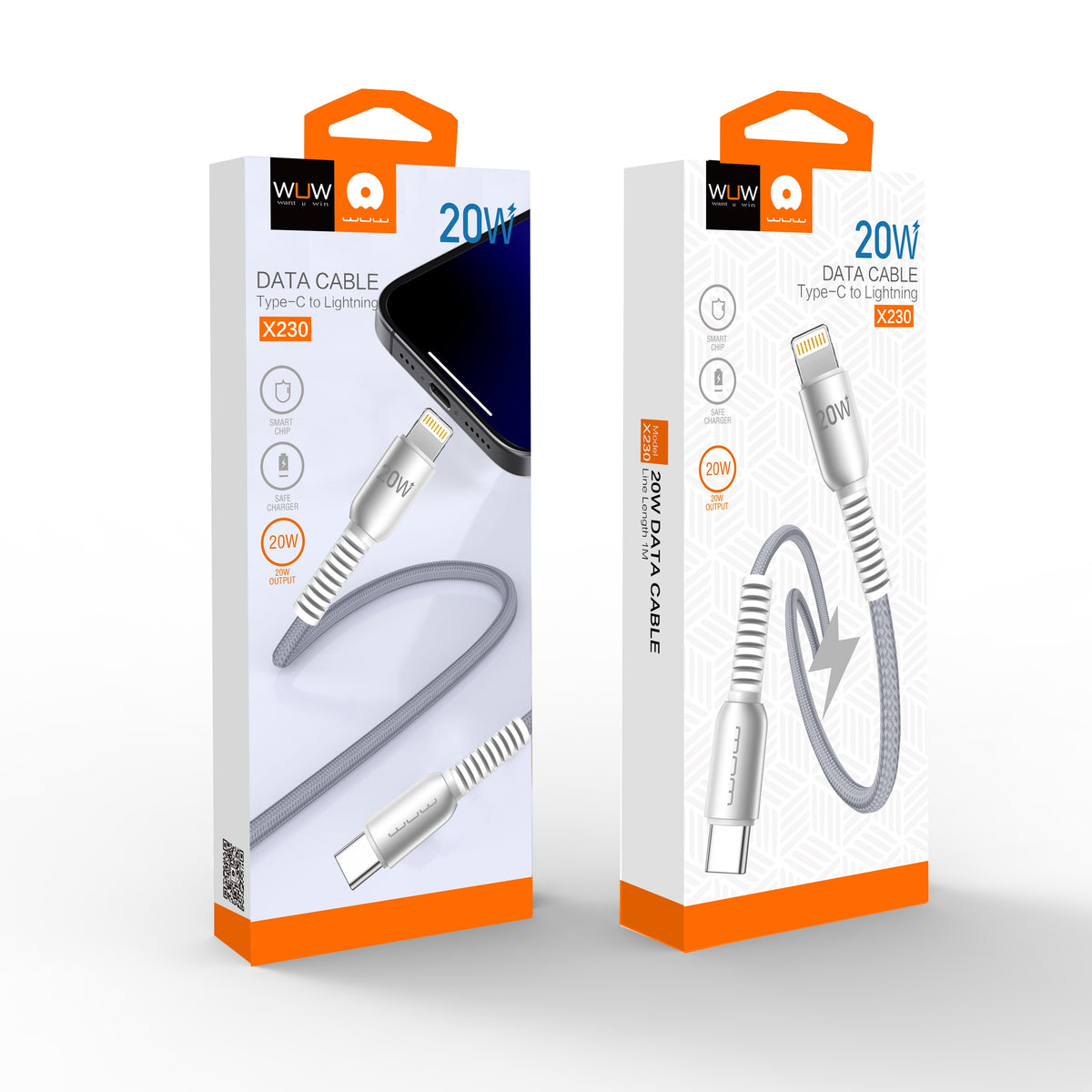 WUW X230 20W USB-C to Lightning Charging & Data Cable – 1m