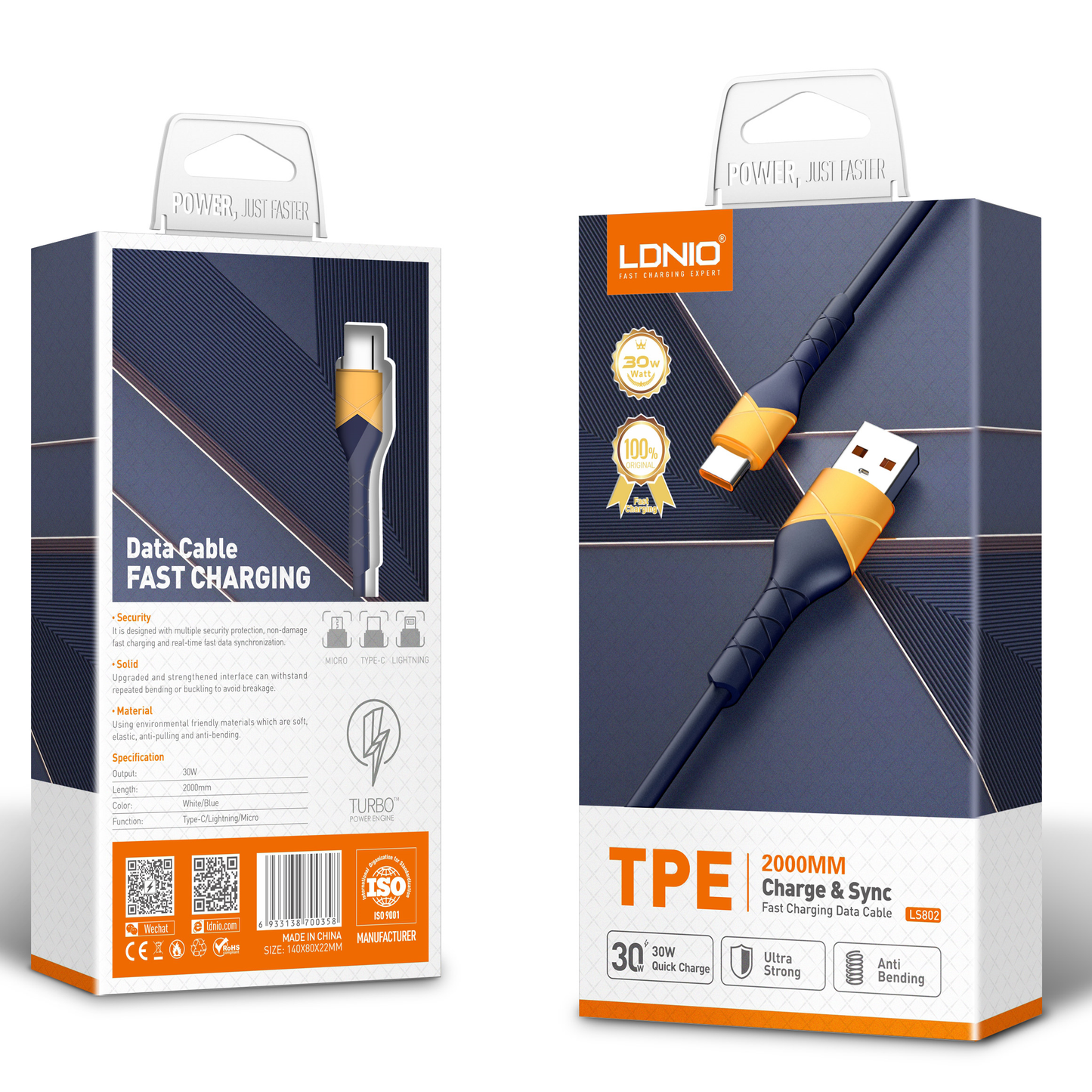 LDNIO LS802 30W 2M iPhone Cable