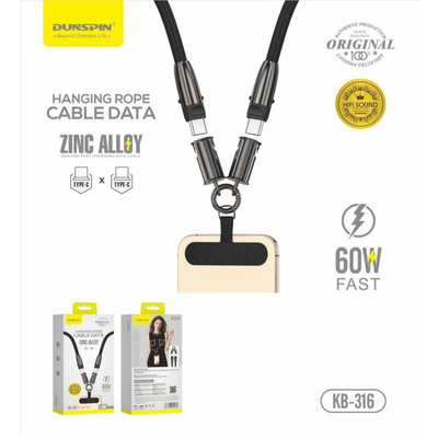 Dunspin KB-316 Type-C to Type-C 60W Hang Rope Cable