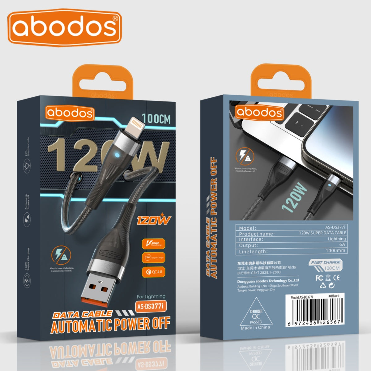 Abodos AS-DS377I 120W iPhone Cable - Auto Power Off