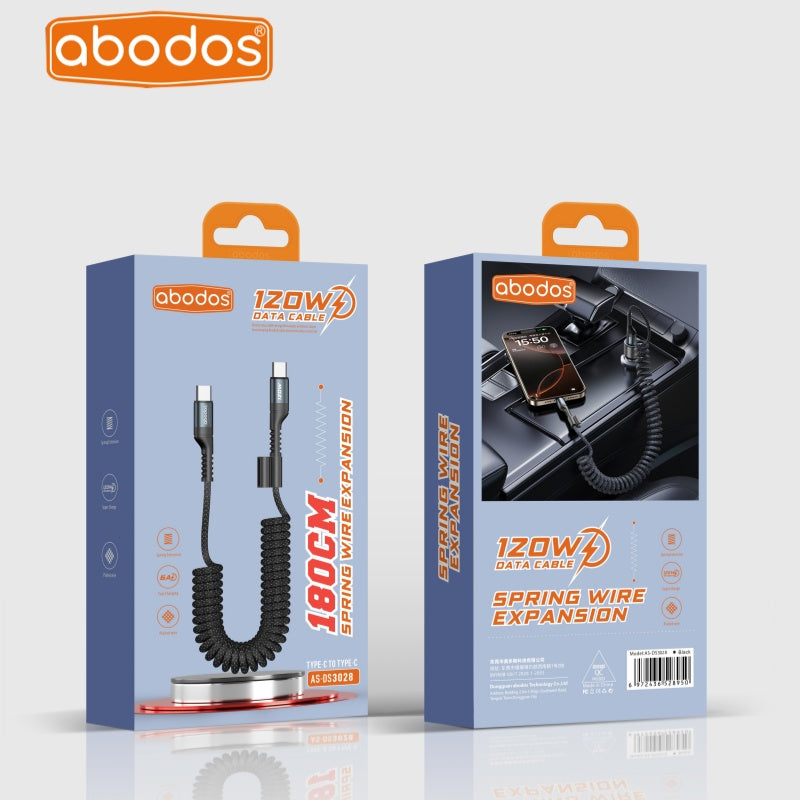 Abodos AS-DS3028 120W Type-C ~ Type-C Spring Cable