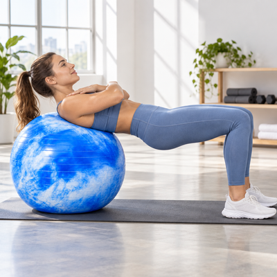 Cloud-Pattern Fitness Stability Exercise Ball - Blue