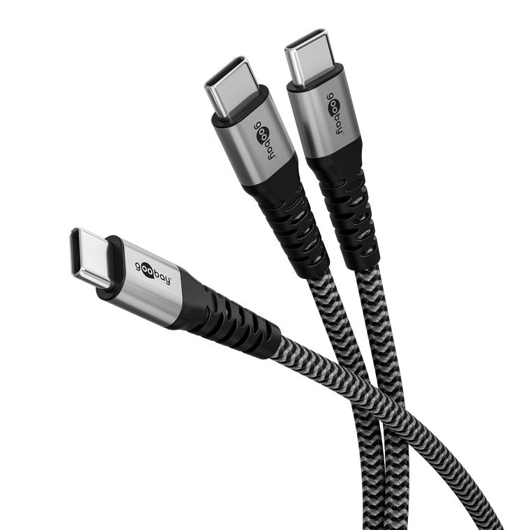 Goobay USB C Textile 60W PD 1 5M Cable Black Grey - additional view