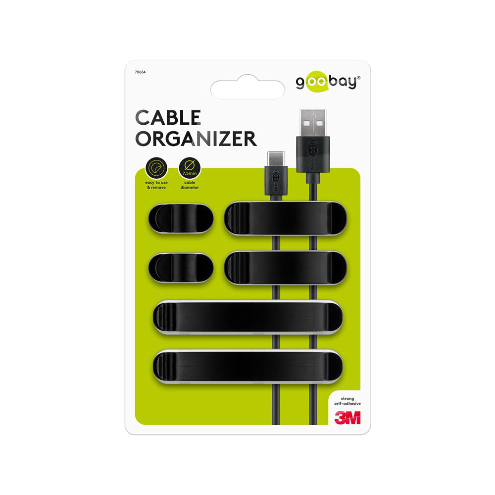 Goobay Cable Management Clip Set 6 Piece Set Black - additional view