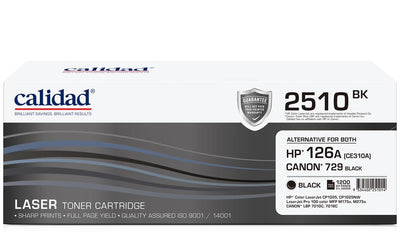 Calidad 2510-BK Black Toner alternative for HP 126A Black (CE310A); CANON CART 329BK, CART 729BK