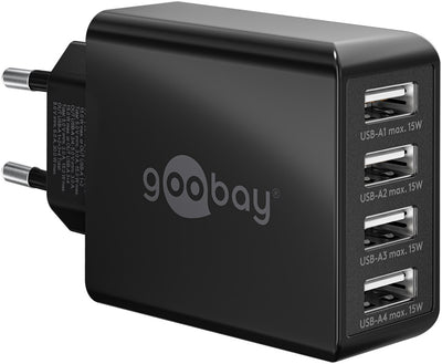 Goobay 30W 4-Port USB Charger - Black